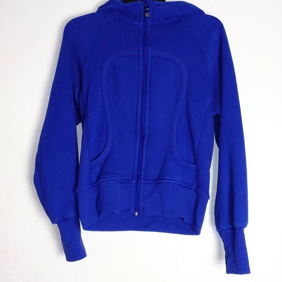 lululemon athletica Tops - Lululemon Blue Scuba Hoodie with white Logo